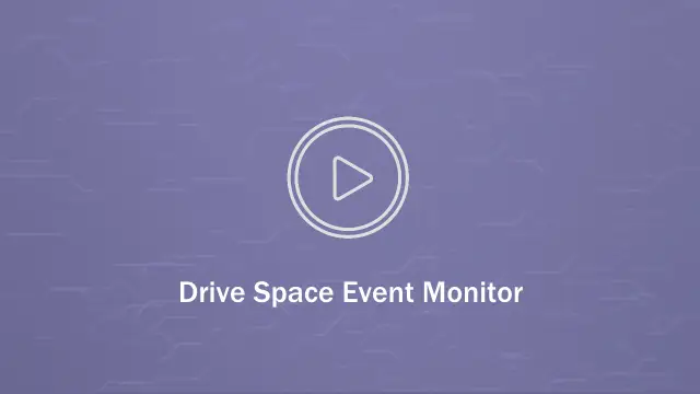 The words 'Drive Space Event Monitor' on a purple background with a play button overlay.