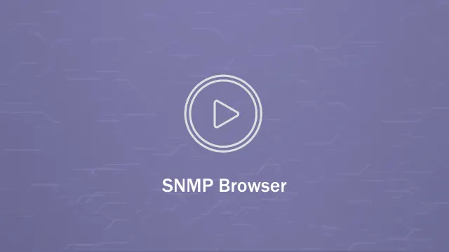 The words 'SNMP Browser' on a purple background with a play button overlay.