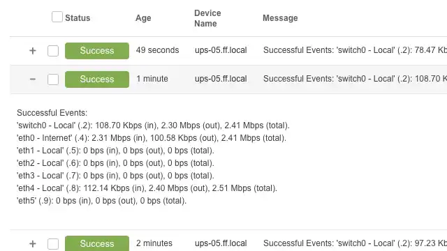 Screenshot of SNMP Bandwidth Event Monitor's output.